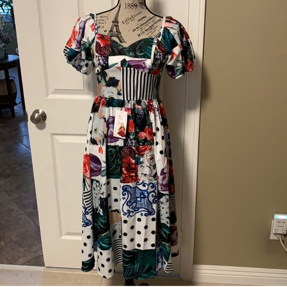 Floral Patchwork Midi Dress